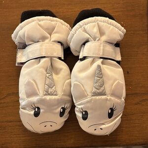 Unicorn Kids Mittens - White and Silver